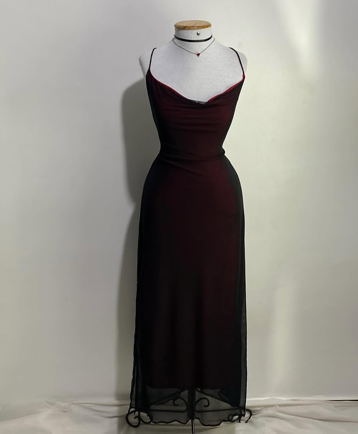 Vestido Largo Vinho Escuro Retro
